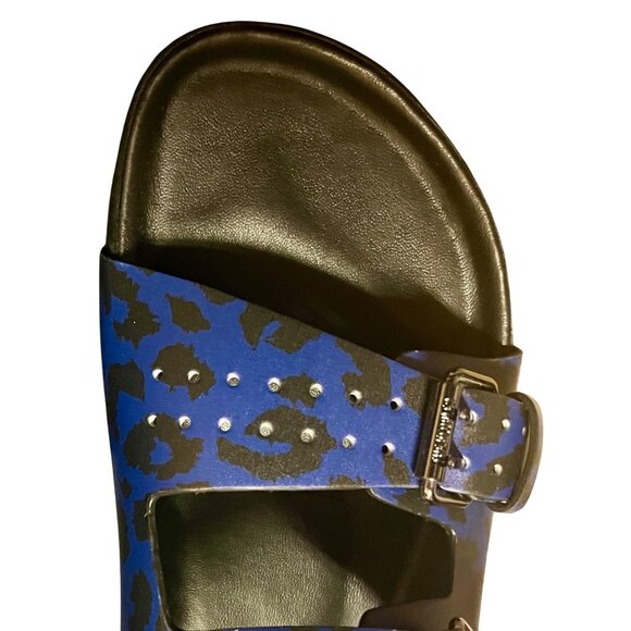 The Kooples Blue Leopard Leather Parisian Buckle Style Sandals Size 43 US Mens 9 - Picture 11 of 16